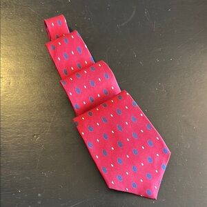 Burberry Red and Blue Geometric Silk Tie